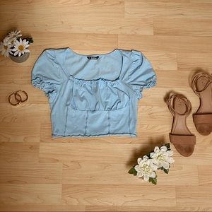 Puff sleeves bustier top